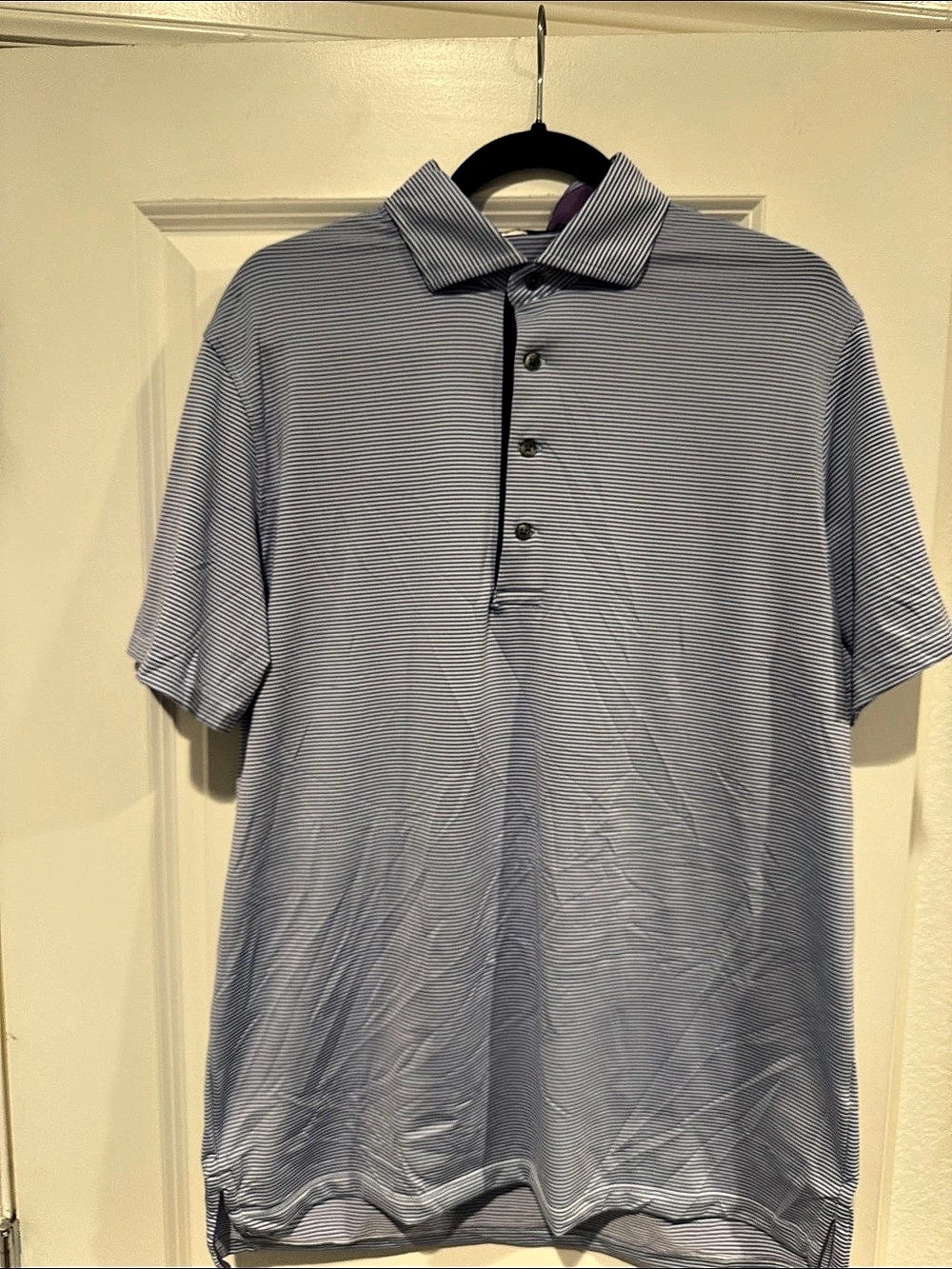 Greyson Saranac Short Sleeve Polo Purple & White Size Medium NWOT